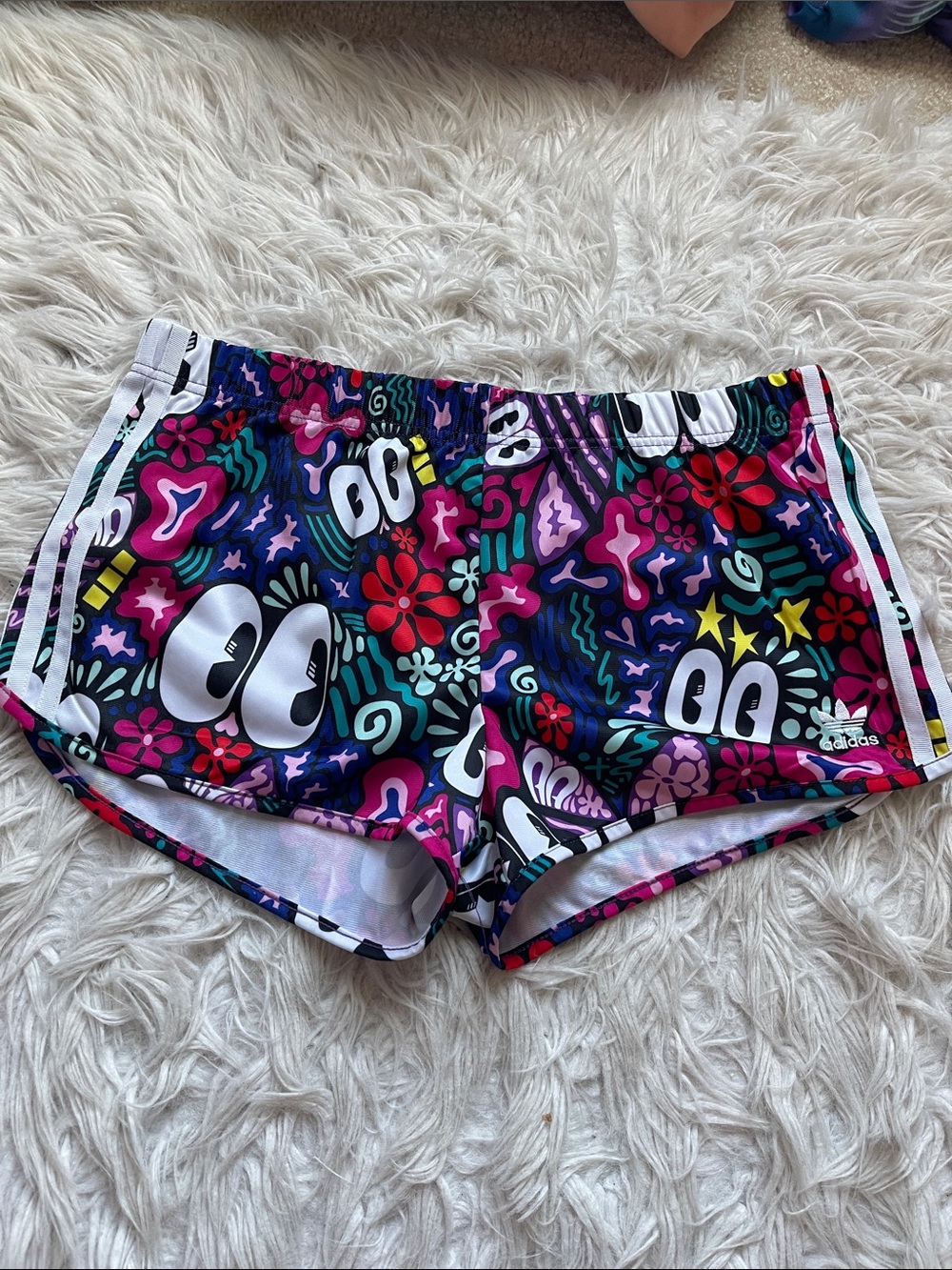 adidas women’s Purple Multicolor Graphic Running Shorts